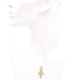 14K Yellow Gold Turquoise Cross Pendant