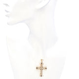 14K Yellow Gold 0.59 TCW Champagne & White Diamond Cross Pendant