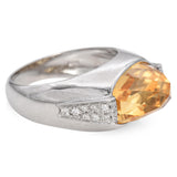 Platinum Fancy Cut Oval 6.70 Ct. Citrine and Accent Diamond Ring