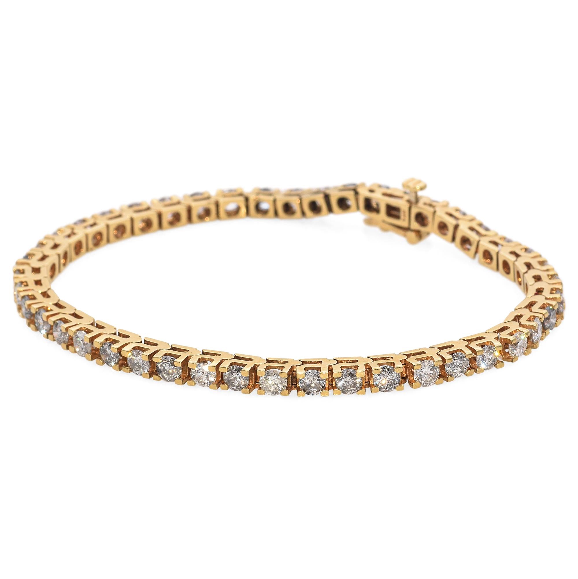 14k Yellow Gold 5.7ct Diamond Tennis Bracelet