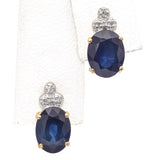 14K Yellow Gold 3.07 TCW Sapphire and Diamond Drop Earrings