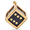 Vintage 18K Yellow Gold Dice Charm Pendant