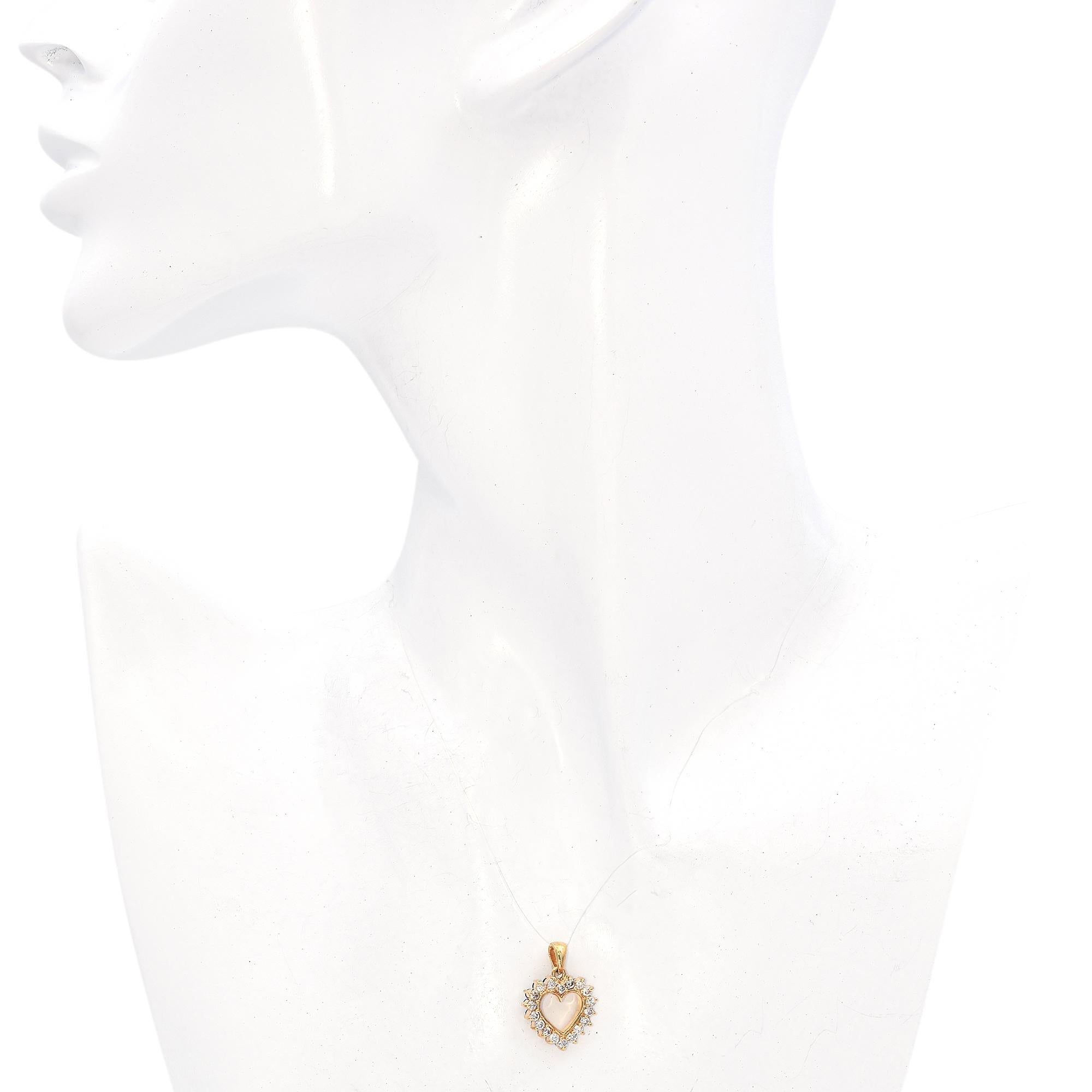 14K Yellow Gold Open Heart Diamond and Sapphire Reversible Pendant