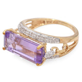 Yellow Gold Baguette Cut Amethyst Geometric Ring