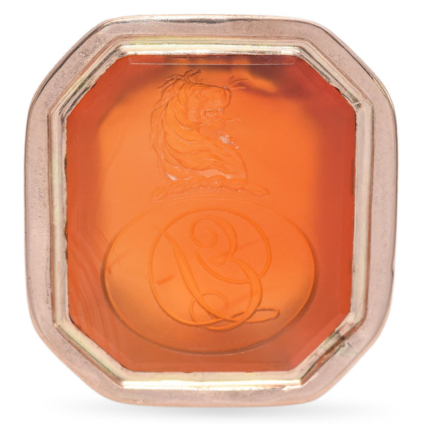 Antique Yellow Gold Large Carnelian Intaglio Signet Ring