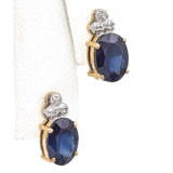 14K Yellow Gold 3.07 TCW Sapphire and Diamond Drop Earrings