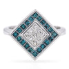 18K White Gold Blue and White Invisible Set 1.01 TCW Diamond Geometric Ring