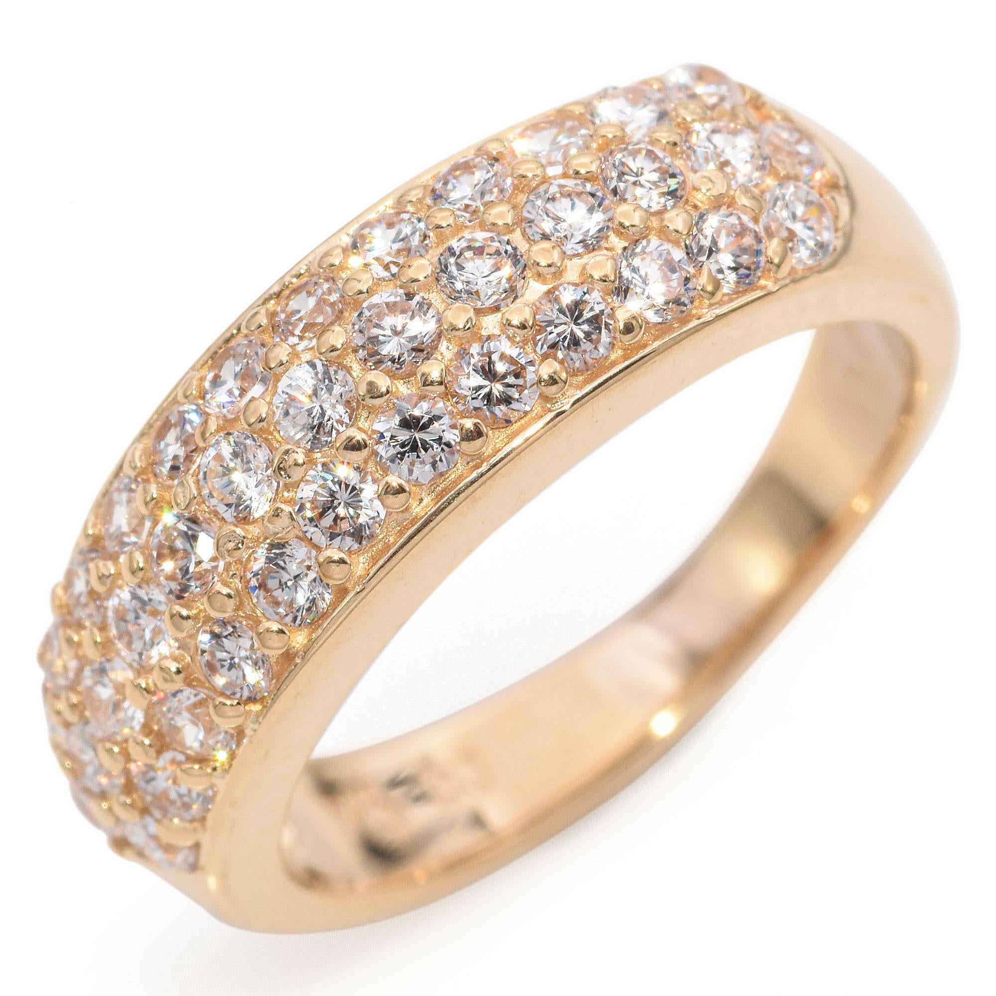 14K Yellow Gold Triple Row 0.55 TCW Diamond Wedding Band