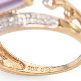 Yellow Gold Baguette Cut Amethyst Geometric Ring