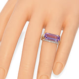 Yellow Gold Baguette Cut Amethyst Geometric Ring