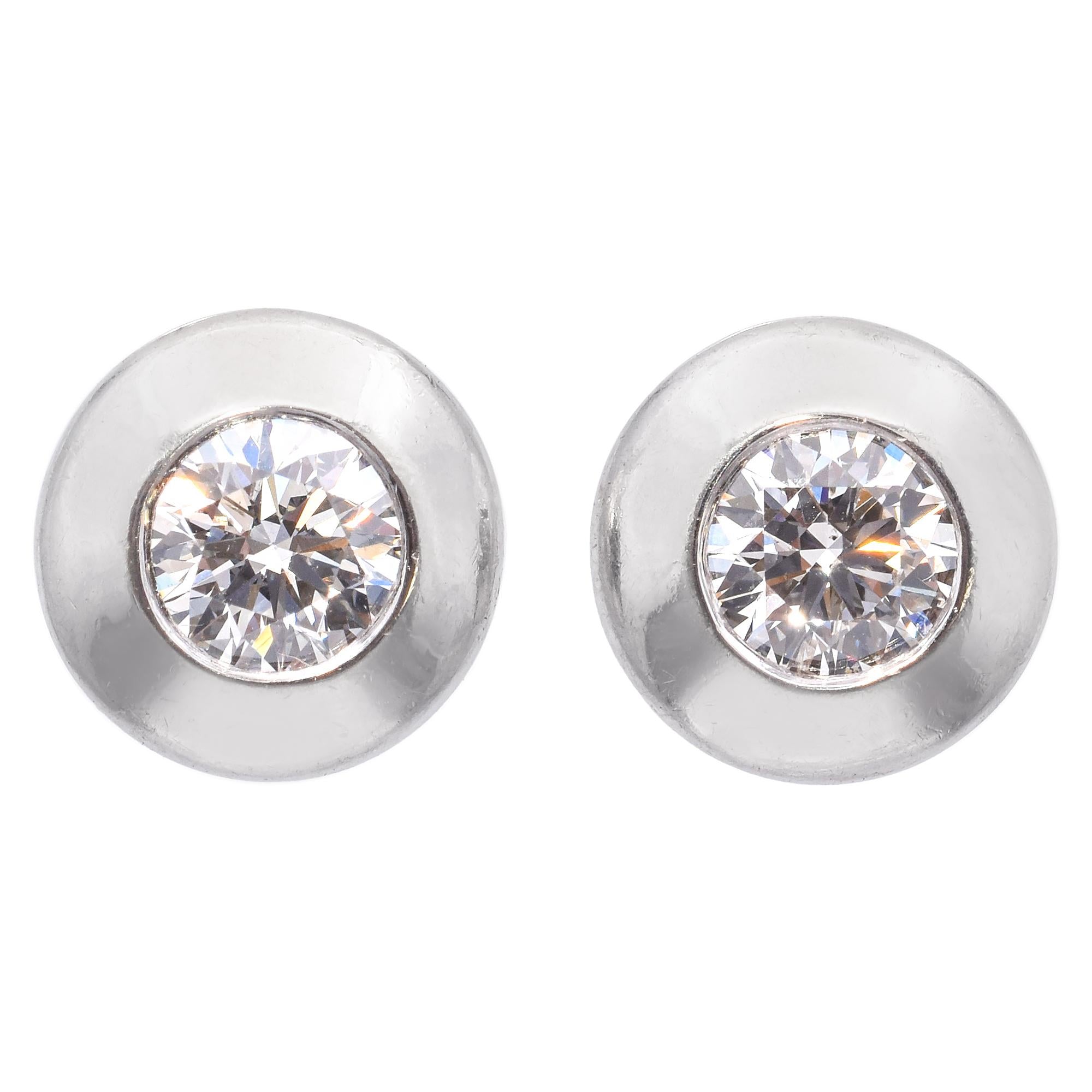 14K White Gold Diamond Stud Earrings