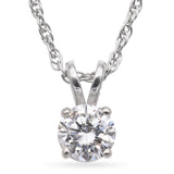 14K White Gold 0.66 Ct. Solitaire Round Brilliant Diamond Pendant Necklace