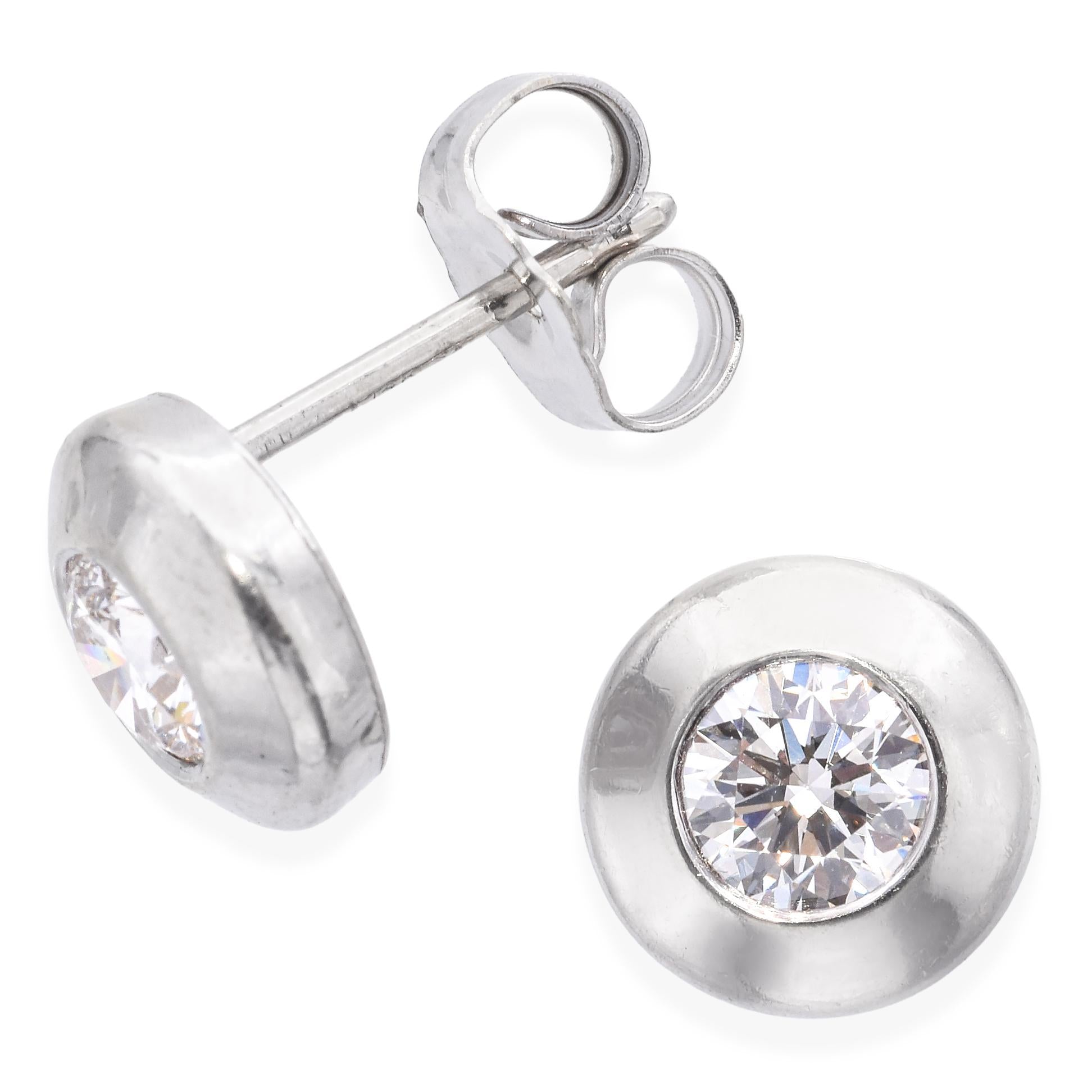 14K White Gold Diamond Stud Earrings