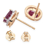 14K Yellow Gold Oval Halo 0.96 TCW Ruby and Diamond Stud Earrings