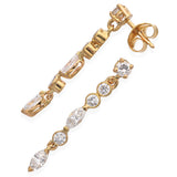 18K Yellow Gold 1.30 TCW Diamond Dangle Drop Earrings