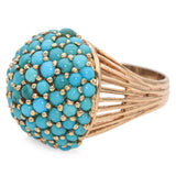 Vintage Yellow Gold Turquoise Cluster Dome Ring