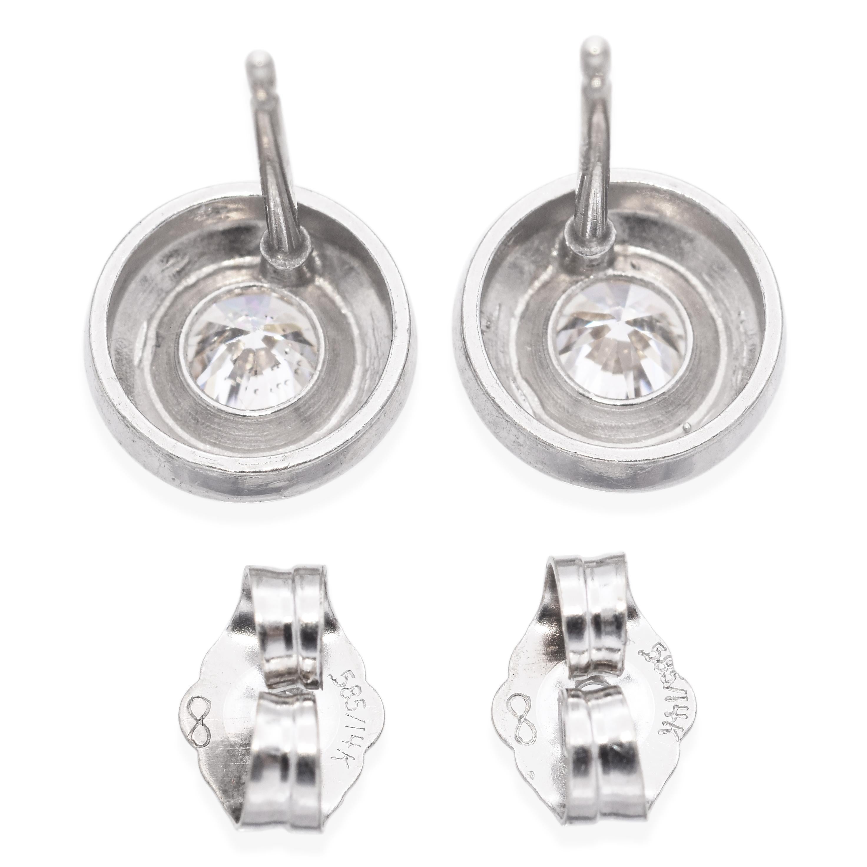 14K White Gold Diamond Stud Earrings