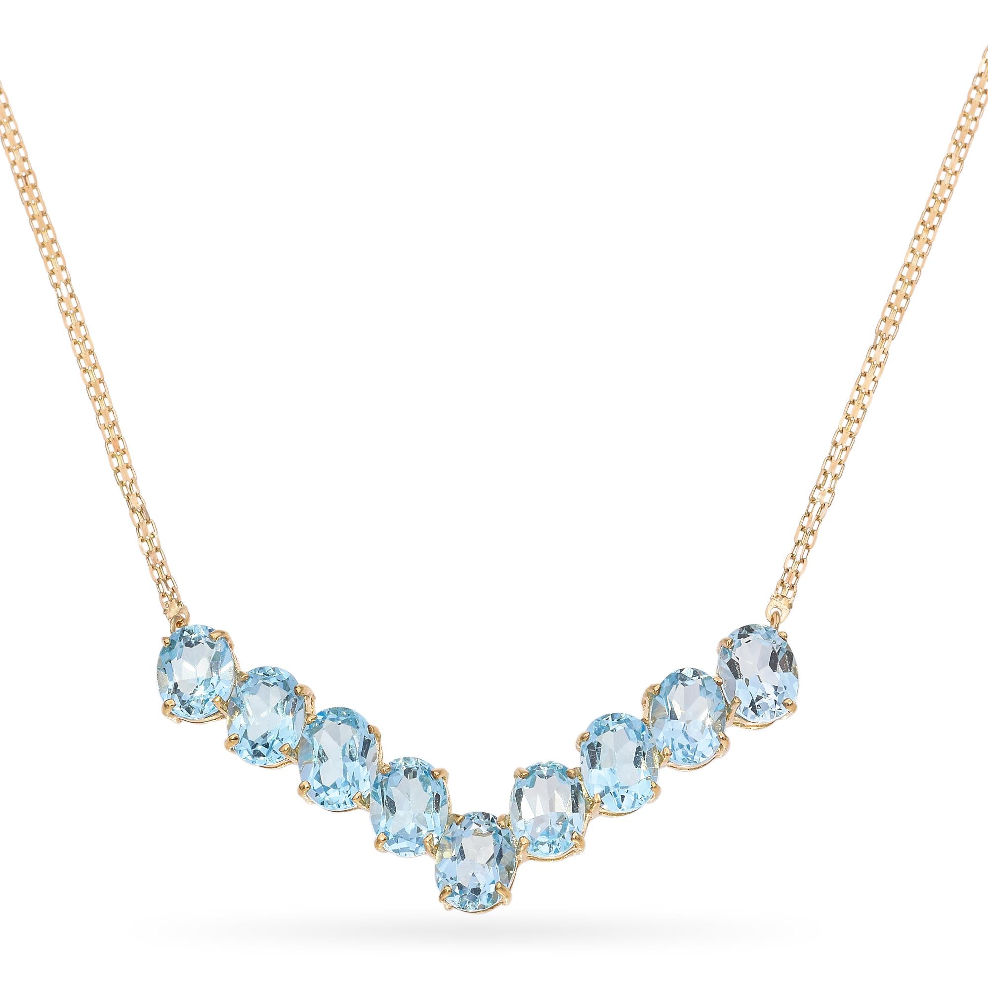 10K Yellow Gold 21.42 TCW Blue Topaz Necklace