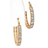 14K Yellow Gold 0.84 TCW Aquamarine and Diamond Hoop Earrings