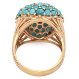 Vintage Yellow Gold Turquoise Cluster Dome Ring