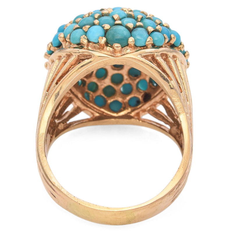 Vintage Yellow Gold Turquoise Cluster Dome Ring