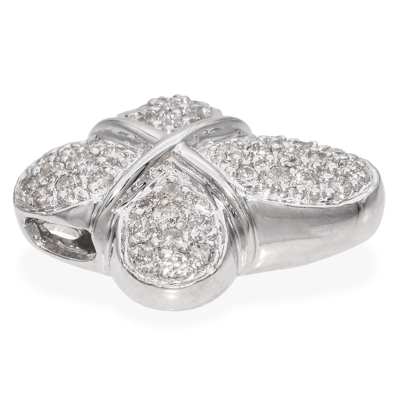 14K White Gold Pavé 0.69 TCW Diamond Cross Slider Pendant