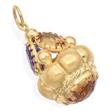 Vintage 18k Yellow Gold Multi Gemstone Charm Pendant