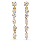 18K Yellow Gold 1.30 TCW Diamond Dangle Drop Earrings