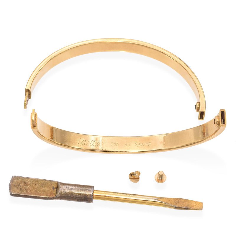 Vintage Cartier 18k Yellow Gold Love Bracelet Size 18