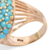 Vintage Yellow Gold Turquoise Cluster Dome Ring