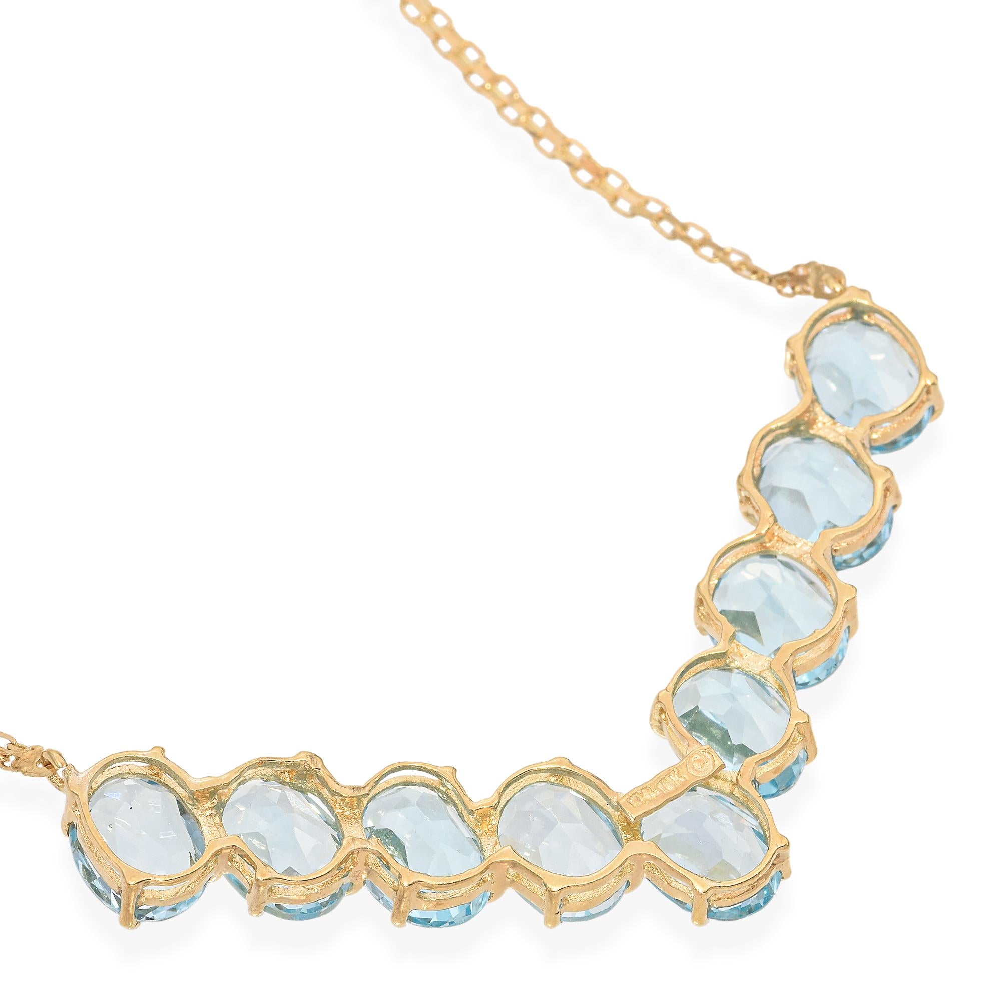 10K Yellow Gold 21.42 TCW Blue Topaz Necklace