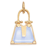 18K Yellow Gold Purple Glass Purse Charm