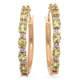 14K Yellow Gold 0.6 TCW Peridot & Diamond Hoop Earrings