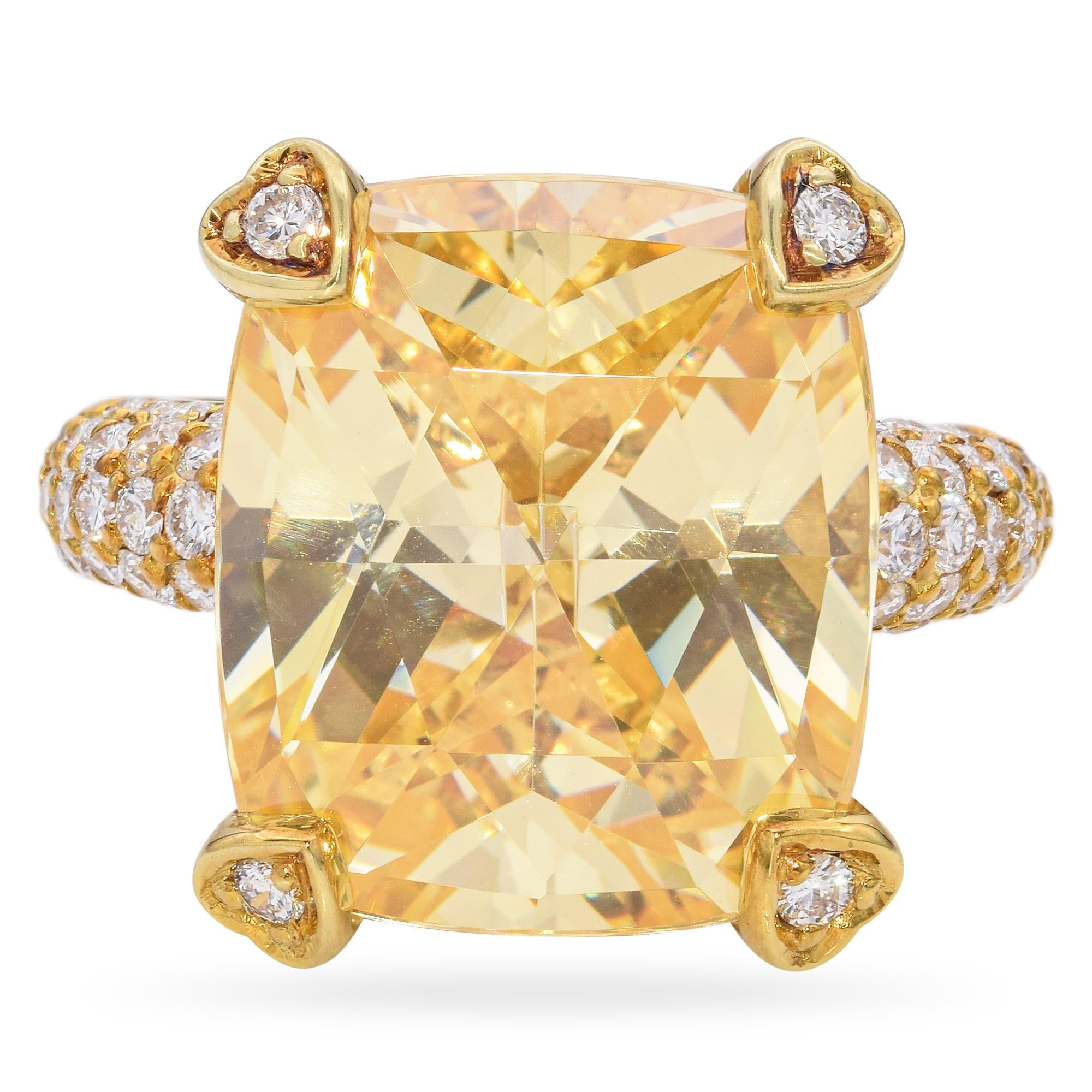 Judith Ripka Lola 18k Yellow Gold Lemon Quartz Diamond Ring