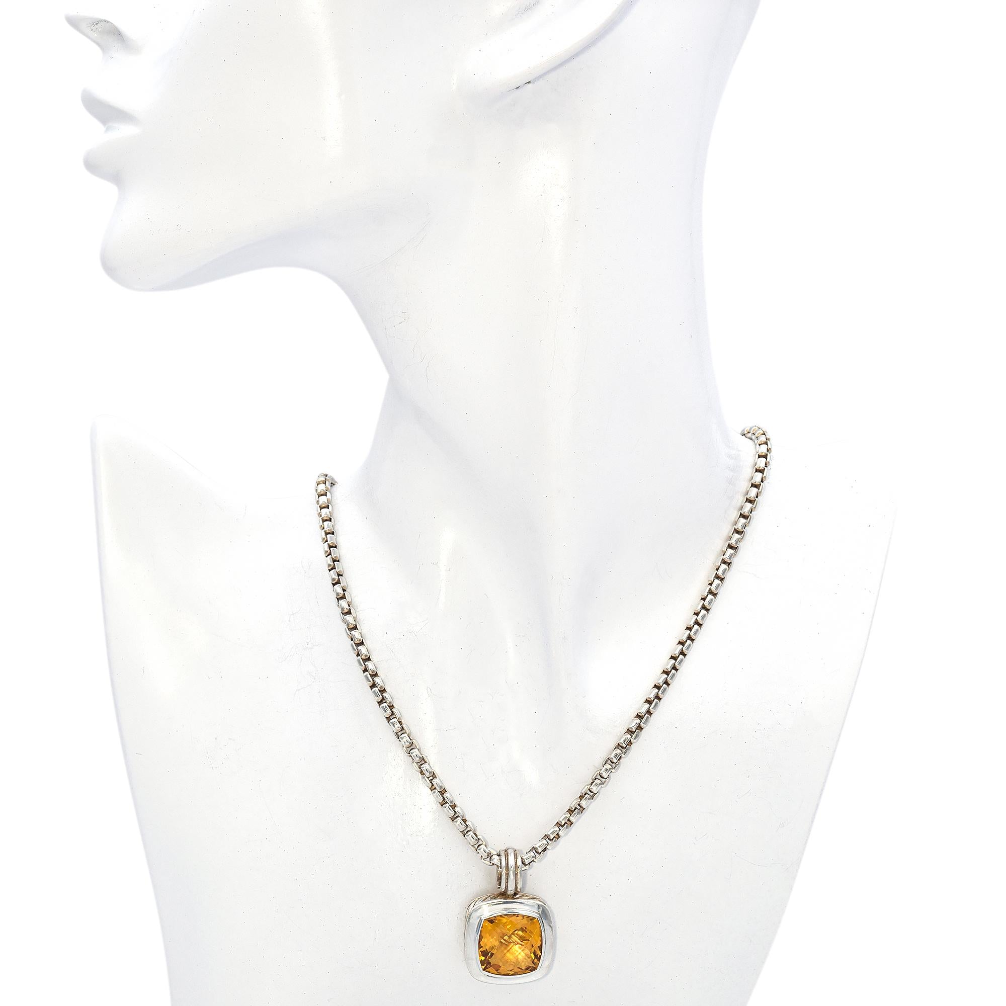 David Yurman Sterling Silver & 14K Yellow Albion Citrine Cable Pendant Necklace