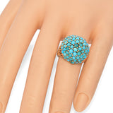 Vintage Yellow Gold Turquoise Cluster Dome Ring