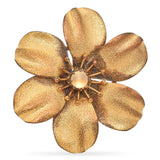 Antique Yellow Gold Textured Flower Pin with Moonstone