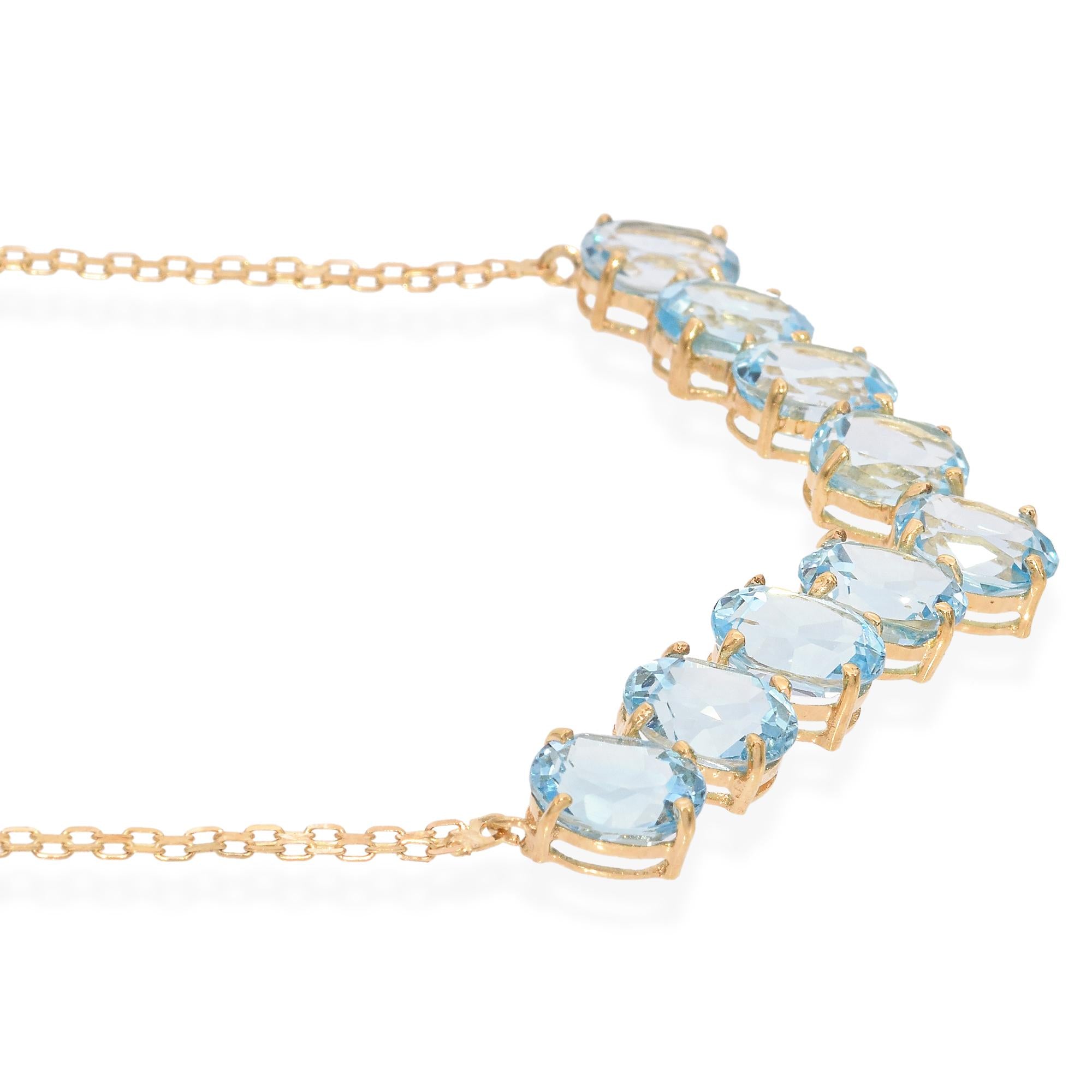 10K Yellow Gold 21.42 TCW Blue Topaz Necklace