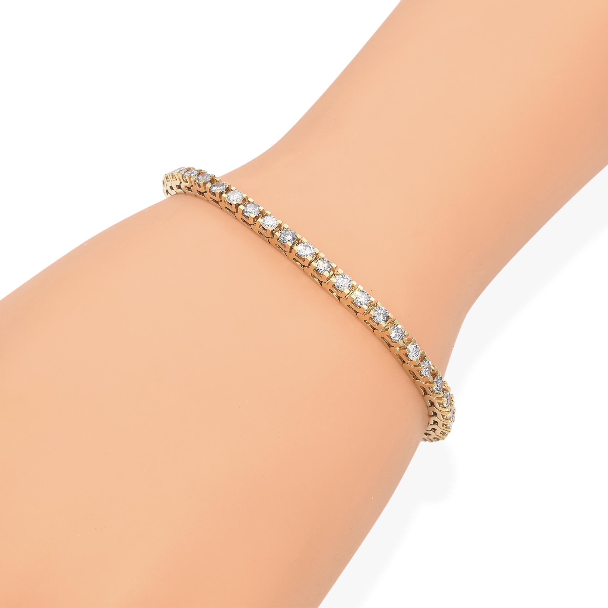 14k Yellow Gold 5.7ct Diamond Tennis Bracelet