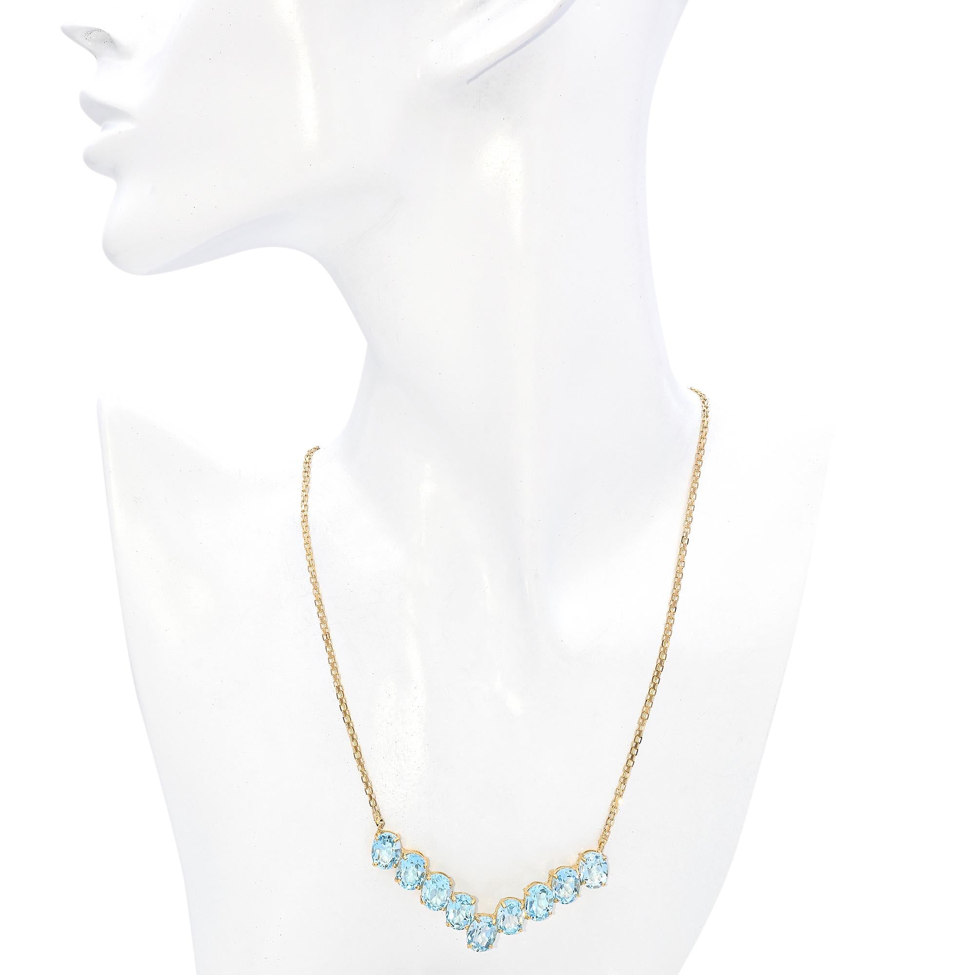 10K Yellow Gold 21.42 TCW Blue Topaz Necklace