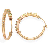 14K Yellow Gold 0.6 TCW Peridot & Diamond Hoop Earrings