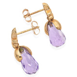 14K Yellow Gold Amethyst Briolette Drop Earrings