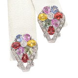 14K White Gold Multi Gemstone Diamond Omega Back Earrings