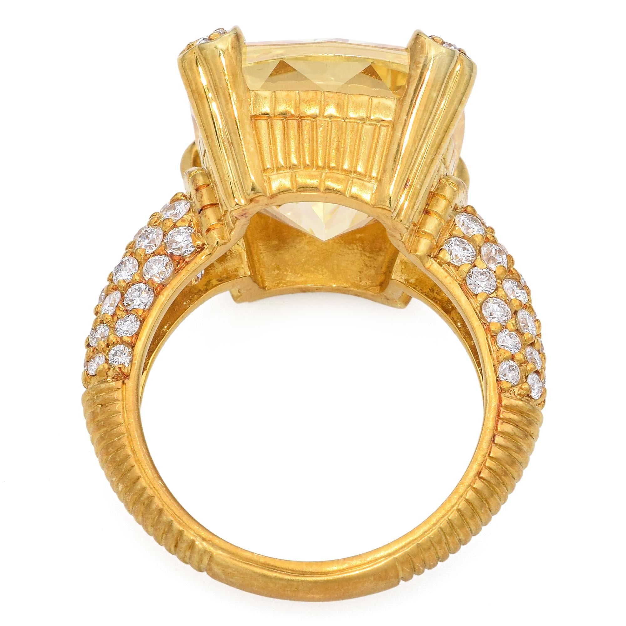 Judith Ripka Lola 18k Yellow Gold Lemon Quartz Diamond Ring