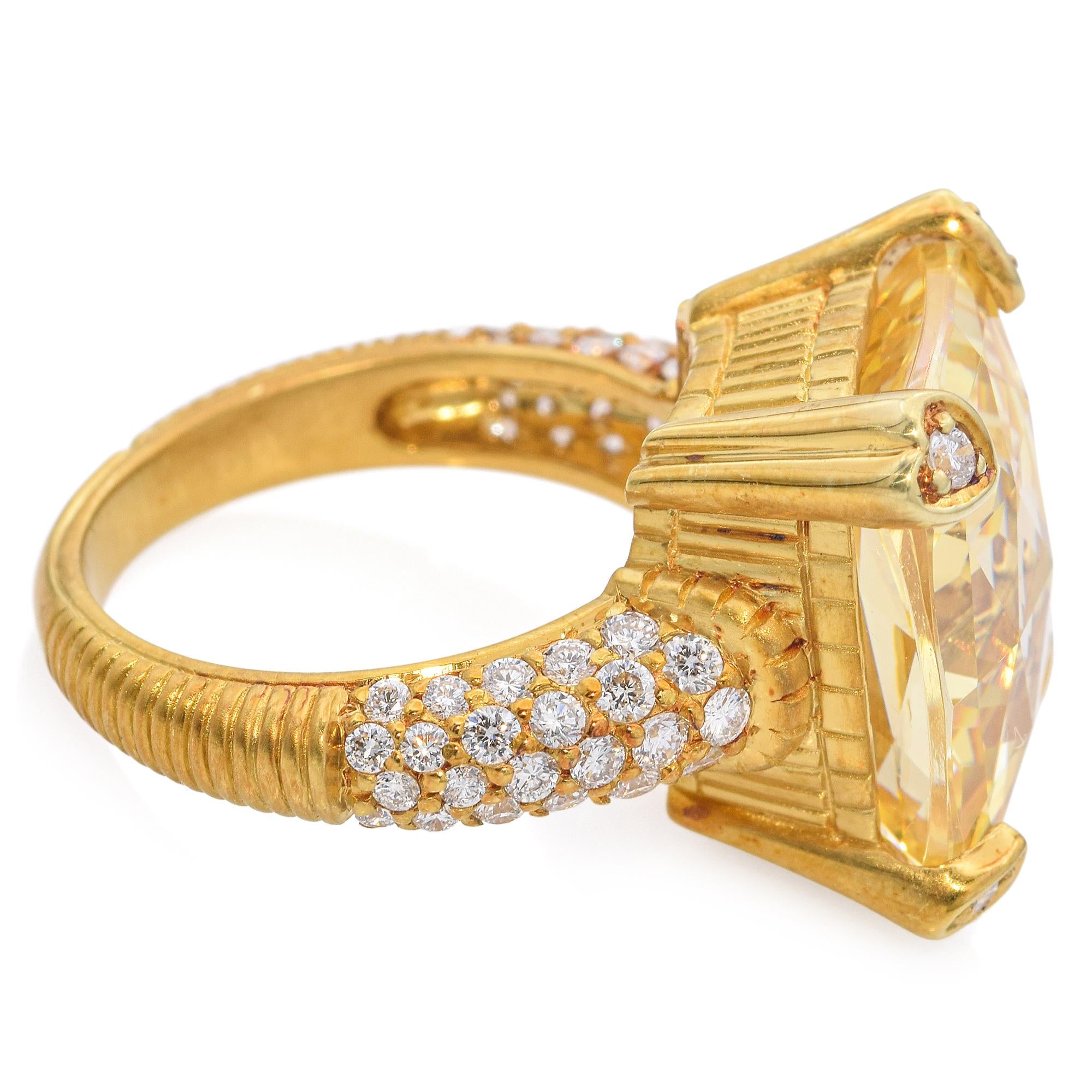 Judith Ripka Lola 18k Yellow Gold Lemon Quartz Diamond Ring