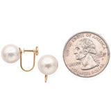 14K Yellow Gold Pearl Non Pierced Screw On Back Earrings