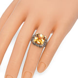 14k Yellow Gold Citrine and Champagne Diamond Cocktail Ring