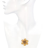 Antique Yellow Gold Textured Flower Pin with Moonstone