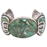 Vintage Navajo Native American Sterling Silver Chrysocolla Cuff Bracelet