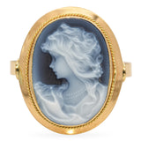 Vintage 18k Yellow Gold Hardstone Cameo Ring